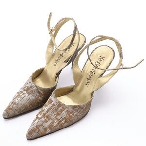 Yves Saint Laurent Textured Beige Heels